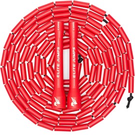 Elite Jumps Adult Core Beaded Jump Rope For Fitness - Workout Jump Rope - Beaded Fitness Skip Rope for Exercise Unbreakable 5" Handles - Designed for Beginners or Pros