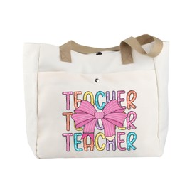 TOBGBE Enjoy Teacher Life Canvas Bag Teacher Assistant Gifts Teacher Accessories For women Best Teacher Appreciation (Teacher TB)