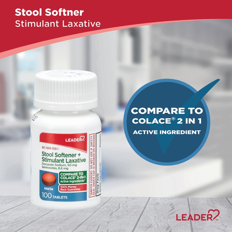 Leader Stool Softener Stimulant Laxative Tablet 58.6 mg 100 count