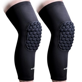 COOLOMG Basketball Knee Pads Compression Leg Sleeves For Volleyball Wrestling Sports Sleeve Knee Pads Anti-Collision Honeycomb Basketball Gear knee savers - Color: Black, Size: L