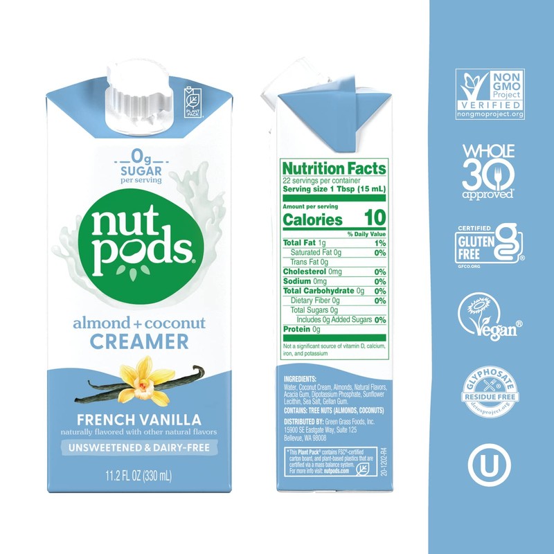 nutpods French Vanilla Creamer - Unsweetened Non Dairy Made from