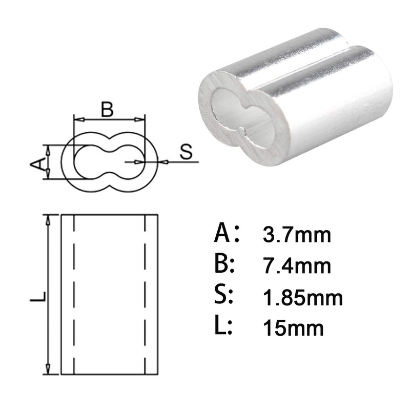 Futheda 50 pcs Aluminum Crimping Loop Sleeve Clips with Double
