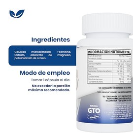 Natural Health Chromium 400 | Suplemento Alimenticio con Polinicotinato de Cromo y L-Carnitina | Frasco con 60 Cápsulas de 400 mg c/u