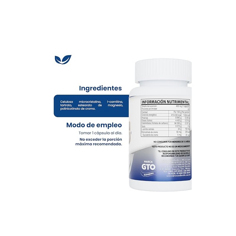 Natural Health Chromium 400 | Suplemento Alimenticio con Polinicotinato de