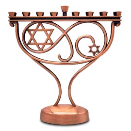 Ner Mitzvah Whimsical Hanukkah Menorah – Menorá para vela Janucá – Acabado de cobre