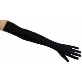 Matte Satin Opera Length Gloves, Black