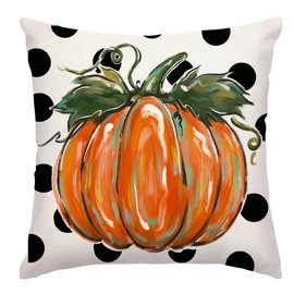 RABUSOFA Fall Pillow Covers 18x18 Inch,Polka Dots Orange Pumpkin Autumn Decor Thanksgiving Farmhouse Cushion Case for Home Sofa Couch(Orange, 18"x18")