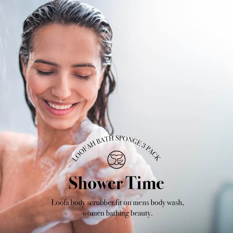 Loofah Sponge Bath Sponge for Women Men 4 Pack (Purple