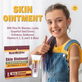 NutriBiotic – Skin Ointment .5 Fl Oz | with GSE, Lysine, Beeswax, Echinacea, Goldenseal, Vitamin E & More | for Minor Skin Irritations & to Support Healthy Tissue | Made without Gluten & GMOs