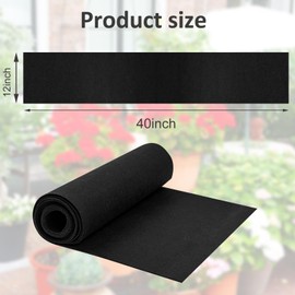 12x40 Inch Planter Liner Roll Fabric Planter Basket Liner Coconut Fiber Liner Roll Non Woven Black Hanging Basket Coco Liners Replacement Felt Window Box Liners for Plants Flower Outdoor Indoor Garden