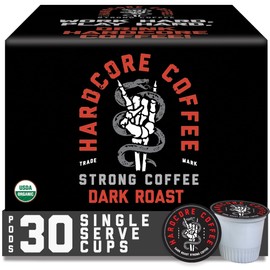Hardcore Coffee Single Serve Coffee Pods for Keurig K Cup Brewers, High Caffeine, Strong Roast, 30 Count