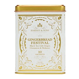 Harney & Sons Gingerbread Festival, Black Tea with Ginger & Cinnamon, 20ct sachet tin