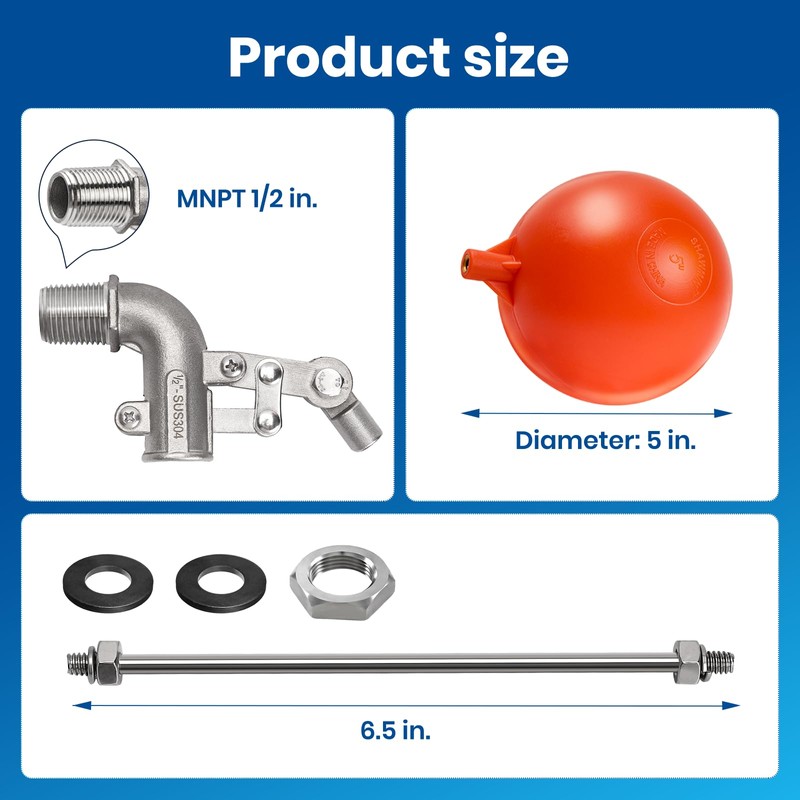 1/2 Inch Stainless Steel Float Valve – Heavy Duty 304