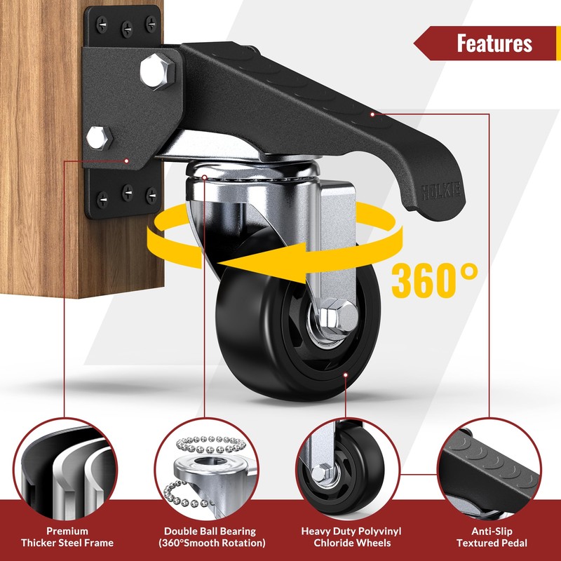 Heavy Duty Workbench Casters 3 Inch Retractable Casters with Lifting