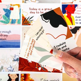 BRYTEFY 100 tarjetas de afirmación empoderadoras para mujeres, motivación diaria con preguntas que provocan pensamiento, atención plena, inspiración, meditación y regalo de cuidado personal para