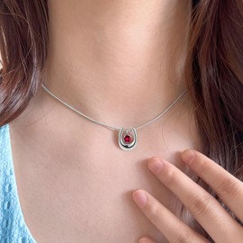 Seleneva Birthstone Necklace for Women Girls Birthday Gifts to Mum Daughter Sister Friend Silver Jewellery Gift for Birthday (jan)