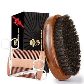 Sosoon Sosoon Beard Brush for Men, 100% Pure Boar Bristle Beard Brush, Beard Grooming Set Including Beard Comb, 2 Pcs Mustache Scissors, and Travel Bag