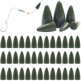 Bullet Fishing Sinker Weights, 30pcs Worm Fishing Weights Slip Sinkers Painted Pitching Flipping Weights for Bass Fishing Texas Rigs Carolina Rigs Saltwater Freshwater Fishing Tackle 1/2oz