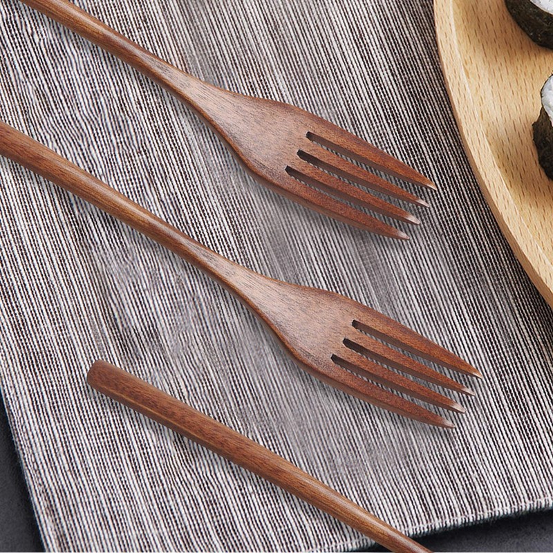 8 Pack Wooden Forks, findTop 9 Inch Long Handle Reusable