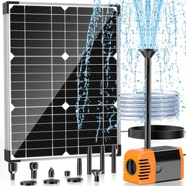 POPOSOAP 20W Solar Water Pump, Solar Powered Water Pump Outdoor with 320GPH Solar Pump, 7 Sprayers, 16.4ft Cable, 6.6ft Tubing for Outdoor Pond, Fish Tank and Garden Water Features