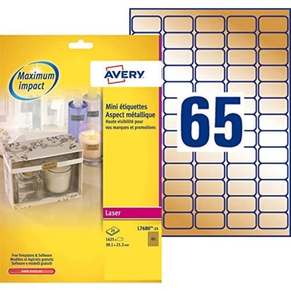 Avery L7680-25 Mini Labels (A4 Sheets of 38.1 x 21.2,