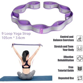 STAYOUNG Banda de Resistencia, Banda Deportiva para Fisioterapia, Yoga, rehabilitación y Ejercicio en casa, Lavable, Alta Elasticidad, Violeta, 1,1 Metros