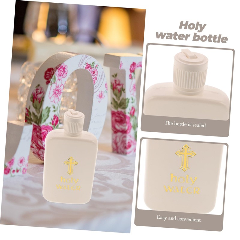 iplusmile 4pcs Decorative Holy Water Bottles Cross Pattern Vials for