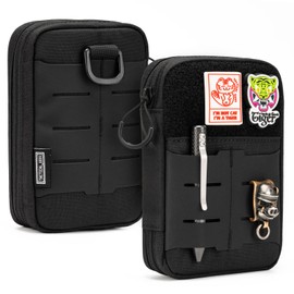 TACTICAL GEEK Block E2.0 EDC Compact Waist Pocket Pouch, Small Pocket Organizer with DIY Patch Area, Multi-Purpose Molle Tool Pouch for Multi Tools, Nylon Daily Utility Tool Organizer Bag, Black