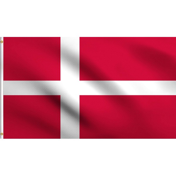 DMSE Denmark Danish Dannebrog Flag 3X5 Ft Foot 100% Polyester 100D Flag UV Resistant (3'X5' Ft Foot)