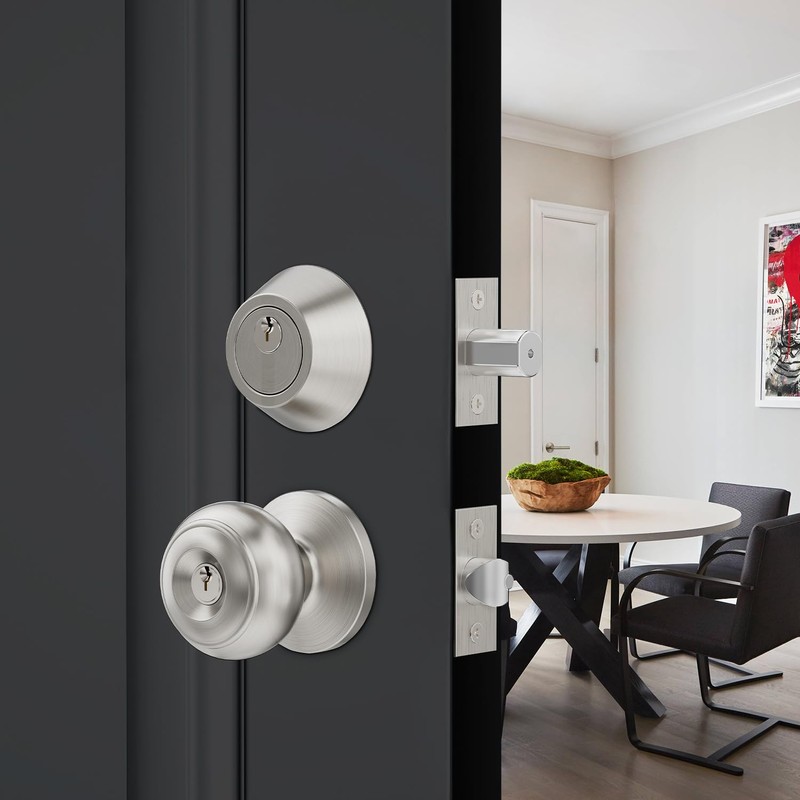 4 Set All Keyed Same Entry Door Knobs and Single