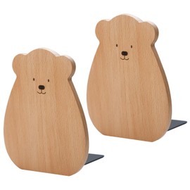 Heiqlay Wooden Bookends, Bookends, Beech Wood Bookends Support for Shelves, Non-Slip Bookends Organiser Storage Holder, Bookend Wood for Home Office Library