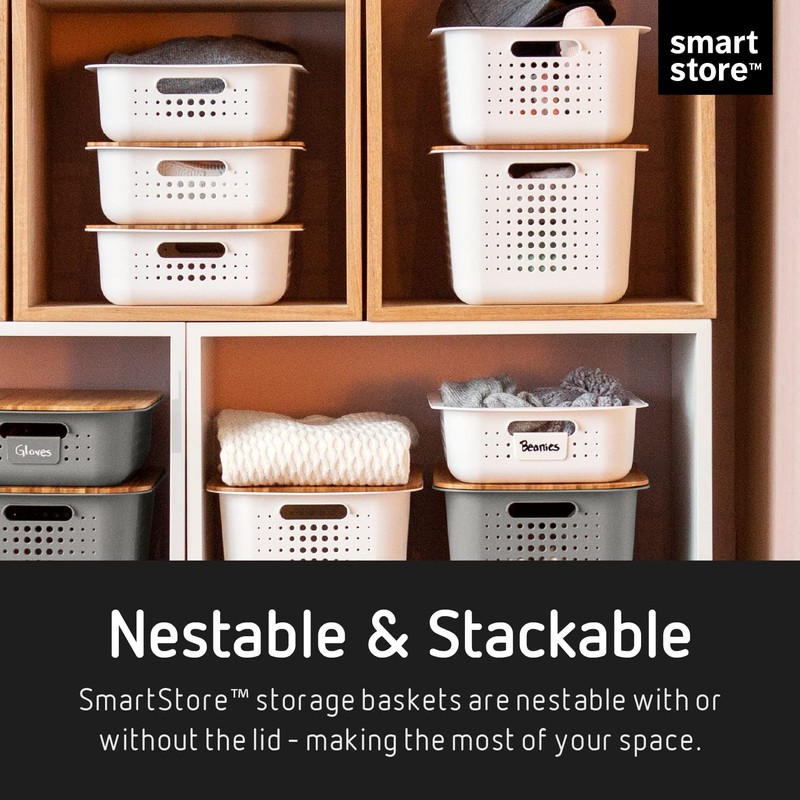SmartStore 13L Recycled Plastic Storage Basket with handles - Taupe