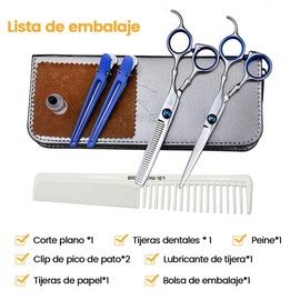 Glitzcharm Tijeras para Cortar Cabello Profesional,9Pzs kit para cortar cabello，Tijeras para cortar cabello，Tijeras profesionales para cortar cabello,Kit de Corte de Cabello para Mujeres,Para Hogar/Sala de Belleza/Barbería