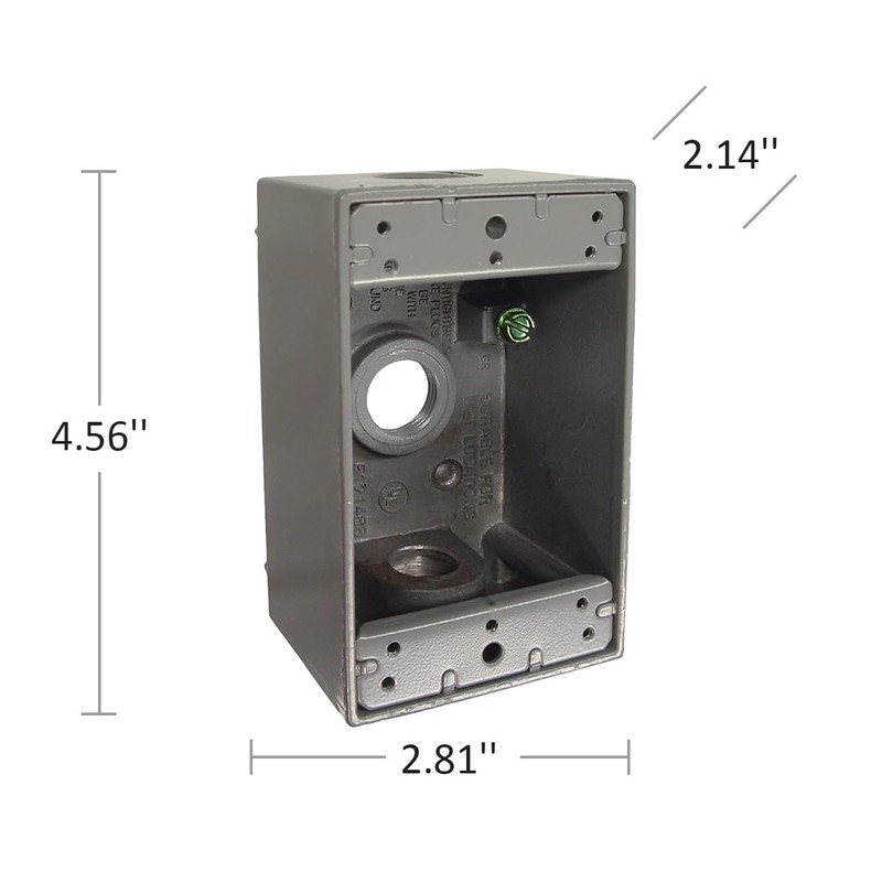 Hubbell-Bell 5320-0 Single Gang 3-1/2-Inch Outlets Weatherproof Box Gray