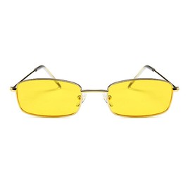 Armear Small Metal Frame Square Sunglasses Non Polarized Tinted Lens (Gold/Yellow, 50)