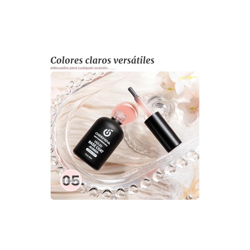 CHERIMOYA Base Coat Permanentes Rubber Color 15ml, Gel Multifuncional 4