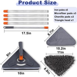 Wall Cleaner Mop with 79 Inches Long Handle  360° Washer Tool for Walls/Ceiling Fans/Dust/Baseboard/Floors Clean Ceiling Duster Squeegee 6 Replacement Pads