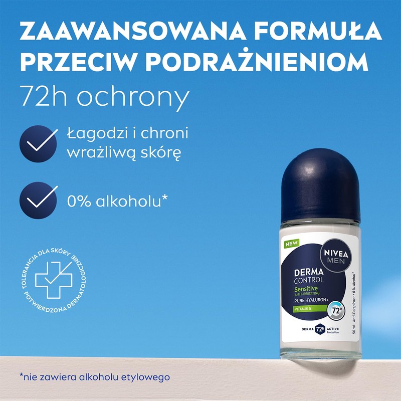 NIVEA MEN Derma Control Sensitive Herren Antitranspirant 72h Kugelschutz mit