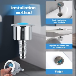 DGHOME 2 Pcs Toilet Flush Buttons Replacement, Round Head Dual Push Button Toilet Quick Flush Button, Push Button Toilet Flush Parts Compatible with Ideal Standard Cistern