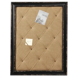 Vision Board Linen Bulletin Board Black Frame, 21"×27" Pin Boards Large Cork Boards for Walls, Rustic Message Board Decorative Memo Boards, Wall Mounted Display Picture Board for Home Office Decor