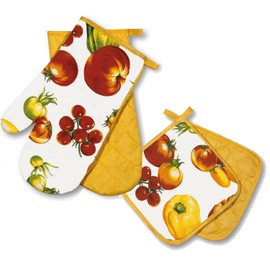 Oven Gloves Kitchen, Vegetables, Yellow, 1 Pair, PSA Category II, Heat Resistant up to 250 °C, Tested and Certified Product