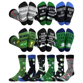 Halfchet 6 Pairs Funny Retirement Golf Socks for Men Women Teacher Nurses Coworker