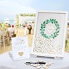 HIALTODAY Wedding Guest Book Alternative Kit，Wooden Guest Book with Sign