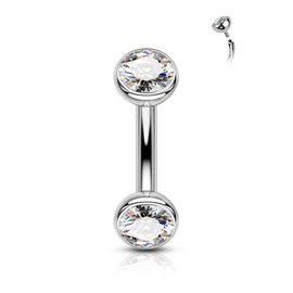 COCHARM G23 Solid Titanium Belly Button Rings Short 14G 8MM/10MM/12MM Belly Button Piercing Bar Internally Thread Belly Navel Rings for Women
