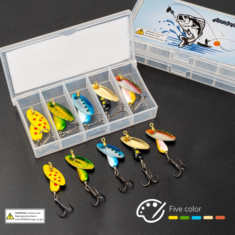 QualyQualy Trout Lures Fishing Spinnerbaits 5pcs Brass Hard Metal Spinner