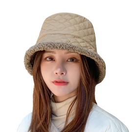 Lamb Wool Bucket Hat for Women Reversible Fedora Bowler Hat Winter Thermal Earflap Vintage Cloche Hat Church Hat Soft Warm Dome Beanie Cap Fisherman Hat Outdoor Windproof Cycling Skiing Hat