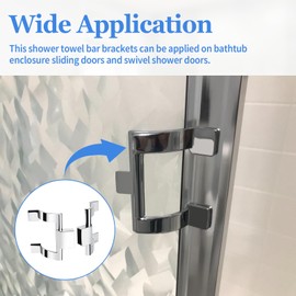 BOUYAO Towel Bar Brackets Set of 2 Chrome Shower Door Handles Replacement 2" Screw Holes Bathroom Towel Rack Bracket with 4 Screws for Shower Doors or Tub Enclosure