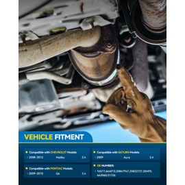 PHILTOP Catalytic Converter Replacement for 2008-2012 Malibu 2.4L 6-speed, 2009-2010 G6 2.4L 6-speed, 2009 Aura 2.4L 6-speed, Catalyst Convert, 1 Pack ONLY