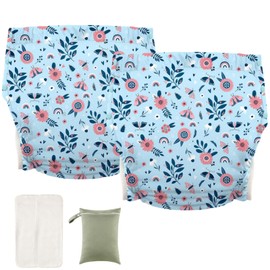 WEEOATAR Unisex Incontinence Underwear Adult Cloth Diaper Swim Diaper,Waterproof,Reusable and Adjustable with Side Snaps for Seniors,Incontinence,Disabled,Postpartum 2PCS(Rainbow,XXL)