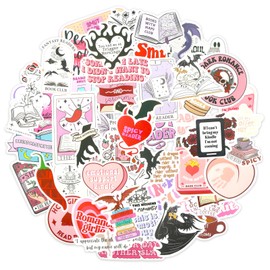 Aesthetic Book Stickers 52 Pcs, Funny Scrapbook Stickers, Cartoon Waterproof Reading Sticker, Hot Cute Vinyl Sticker for Laptop Water Bottle Scrapbook Notebook